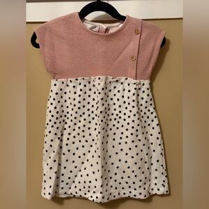 Zara Kids Baby Pink and White Polka Dot Dress